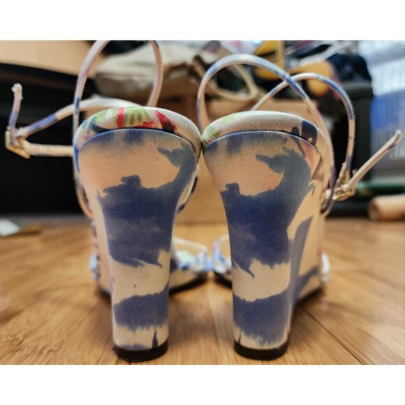 Kate Spade Satin Wedge Women's 8.5B Italy Floral Ankle Strap Espadrille Platform - Picture 3 of 6